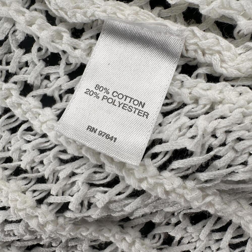 J Jill Sweater Women XS/S White Waterfall Cardigan Sheer Crochet Cap Sleeve NWT - Picture 5 of 6
